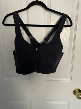knix Black Front-Zip Support Crop Sports Bra
